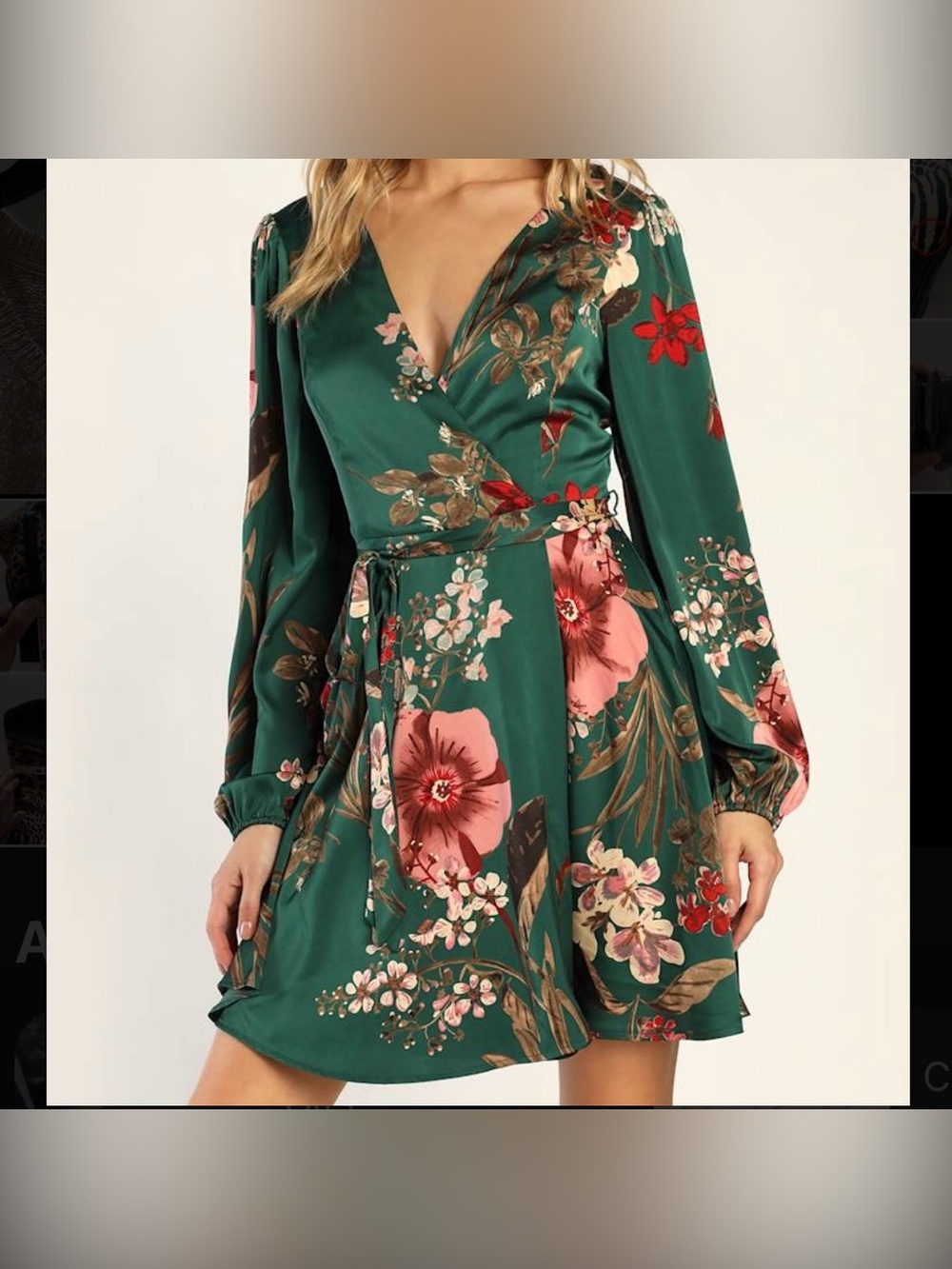 NEW Lulus Radiant Elegance Green Floral Balloon Sleeve Mini Dress S